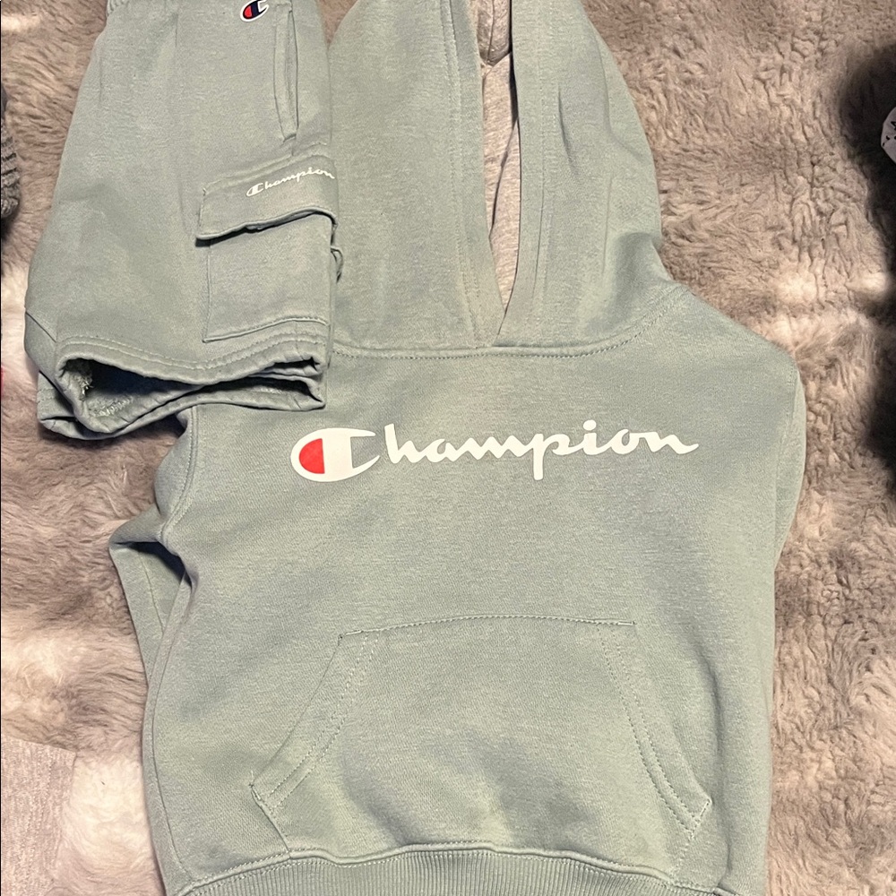 Champion Light Green Hoodie with Logo